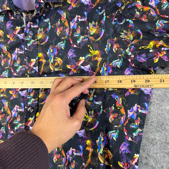 Eight X Premium Abstract Print Button Down Shirt Black Multicolor Size M Cotton - Picture 8 of 15